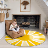 Lahome Yellow Rainbow Sun Round Rug 6ft for Boho Dining Room