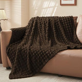 BEDELITE Brown Throw Blanket for Couch and Bed- Super Soft and Warm 3D Checkered Fluffy Fuzzy Fleece Blanket, Luxurious Plush Cozy Blanket for Room Decor Spring, 50x60 inches