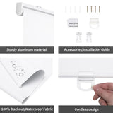 SHADEMOON Cordless Blackout Window Roller Shades, Pull Down Spring System Indoor Blinds, Room Darkening Waterproof UV Blocking Thermal Insulated Fabric for Home Office (White,Width 26",Height 72")