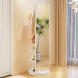 Floor-Standing Solid Wood Rotating Coat Rack，360° Rotating Full-Length Mirror with Coat Rack & Hooks - Solid Wood Freestanding Dressing Mirror for Bedroom & Living Room - Stylish Clothes Han