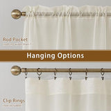 Natural Sheer Curtains 96 Inches Long, Privacy Semi Sheer Curtains for Living Room Bedroom, Light Filtering Rod Pocket Voile Window Drapes 2 Panels Set, Each 42" W x 96" L