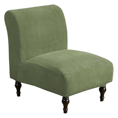Armless Accent Chair Cover Stretch Slipper Chairs Slipcover Removable Washable Armless Accent Slipper Chair Cover Protector for Living Dining Room Bedroom Hotel Set of 1 Olive Green