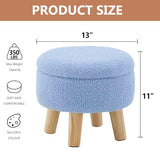 Wimarsbon Round Storage Ottoman,Footstool with Padded Seat and Wood Legs