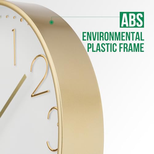 Wall Clock 12 Inch Non-Ticking Silent Modern Simple Style Round Decor Clock Gold Stereoscopic Dial Quartz Wall Clocks for Home/Office/School/Living Room/Bedroom/Kitchen