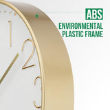 Wall Clock 12 Inch Non-Ticking Silent Modern Simple Style Round Decor Clock Gold Stereoscopic Dial Quartz Wall Clocks for Home/Office/School/Living Room/Bedroom/Kitchen