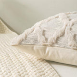 Set of 2 Soft Moroccan Throw Pillow Covers 18x18 Inch Plush Boho Decorative Pillow Cover Accent Cushion Case for Couch Sofa Bed, Beige