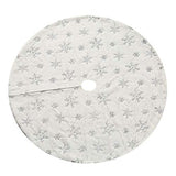 Christmas Sequin Tree Skirt 30in,White Soft Thick with Silver Snowflakes Decorations for 3FT 4FT 5FT Xmas Tree