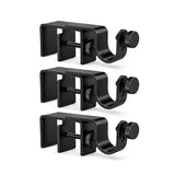 Outside Mounted Blinds Curtain Rod Bracket -- Tool-Free No Drill Installation for 1.3-2 Inch Rectangular Headrails, Black 3-Pack