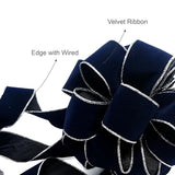 Altier 11" Wide Velvet Navy Christmas Tree Topper Bow 4 Tails Streamers with 3 Yards Long Each for Home Decoration Treetop Handmade Bow Ornament Holiday Party