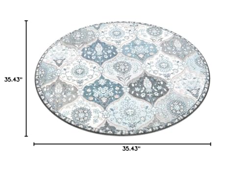 Lahome Moroccan Washable Round Rug, Soft Vintage Small Round Rug 3ft