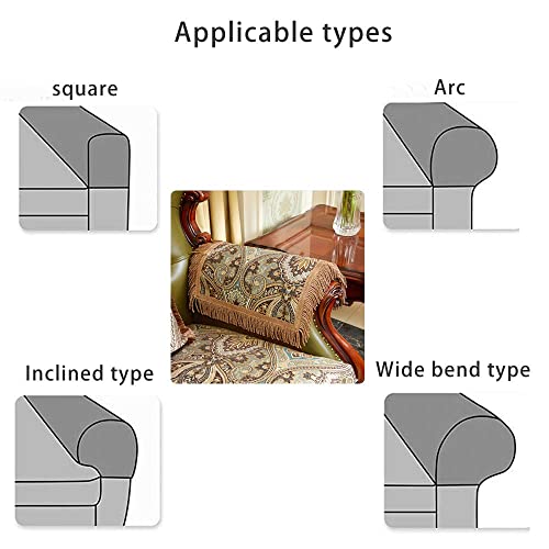 Luxury Couch Arm Covers, Washable Armrest Protectors for Leather Sofa, Anti Slip Recliner Chair Arm Covers Set of 2 (FLKF-Coffee)