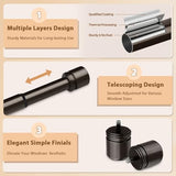 Double Curtain Rod 72 to 144 Inch, HOTOZON 1 Inch Heavy Duty Double Curtain Rods for Windows 60 to 140 Inches(5-11.6 ft), Telescoping Drapery Rod with Simple End Finials, Bronze