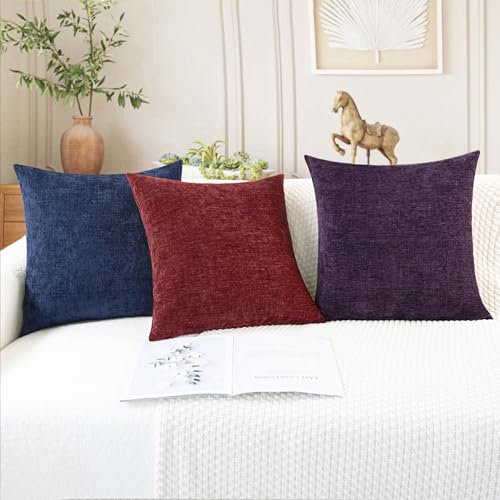 CaliTime Decorative Couch Throw Pillow Covers 20 X 20 Inches Plum Purple