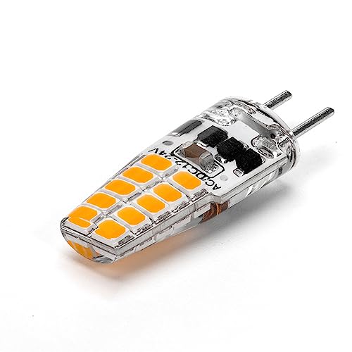 (6-Pack) Dimmable 3-Watt =30-40W T4 GY6.35 LED Bulb 12-24V AC/DC, 20 SMD 2835 LED, (Jc10 Bi-pin 30-40w Replacement) (Warm White,2700K)