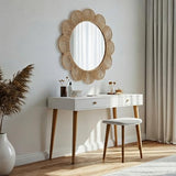 Sintuff Boho Scalloped Wall Mirror Decorative Flower Round Wavy Mirror with Frame Rustic Farmhouse Rattan Wicker Natural Wall Decor for Bathroom Bedroom Office (Jute,24 Inch,Scalloped)