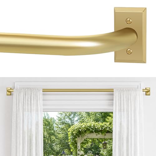 ZYRW Gold Curtain Rod, Room Darkening Rods for Windows 28 to 48 Inches(2.3-4Ft), Wrap Around Curtain Rods, Heavy Duty Blackout Drapery, Modern Decorative Window Treatment Rod, Gold