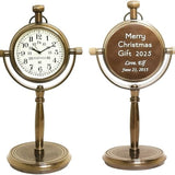 Personalized Merry Engraved Brass Table Clock ~ Vintage Double-Sided Desk Clock with Custom Message ~ Unique for Him, Her, Couple, or Family