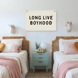 Long Live Boyhood Banner, Boy Nursery Decor, Linen Banner Wall Hanging Flag Decor for Nursery Playroom Toddler Boys Kids Room