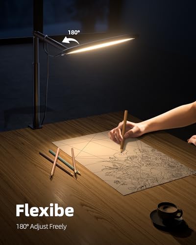 10.2" Desk Ring Light with Stand, 360° Rotate Desk Lamps for Home Office with C-Clamp, Flexible Height Desk Light, Adjust Arm Ring Light for Desk, Podcast, Gaming, Recording, Zoom Lighting