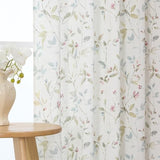 Chyhomenyc Roman Linen Blend Curtains 45 Inch Length 2 Panels, Light Filtering Soft Airy Leaf Floral Printed Rod Pocket Textured Window Treatment Drapes for Living Room Bedroom, 38Wx45L Inch, 2 PCS