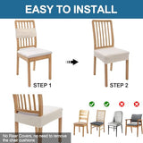 Smiry Waterproof Seat Covers for Dining Room Chairs Set of 4, Stretch Jacquard Removable Washable Chair Seat Slipcovers Protector, No Rear Covers, Beige