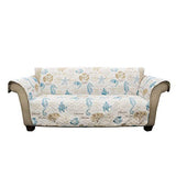 Lush Decor Harbor Life Furniture Protector, Couch Cover, 116" W x 75" L, Blue & Taupe - Quilted Coastal Couch Cover - Nautical Furnishings - Pet Sofa Covers - Furniture Covers For Sofa & Loveseat