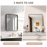 Kosmonia 20x16 Bathroom Vanity Mirror for Wall, Aluminum Framed, Farmhouse Rectangle, Anti-Rust, HD Reflection Anti-Desilvering, Distortion Free, Tempered and Shatter-Proof Wall Mounted Mirror, Black