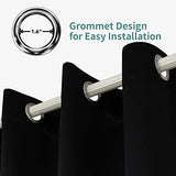 Pickluc Grommet Blackout Curtain for Bedroom, Light Blocking Drapes, Thermal Insulated, Noise Reduction, 42 Inches Wide x 63 Inches Long, Black, 2 Panels
