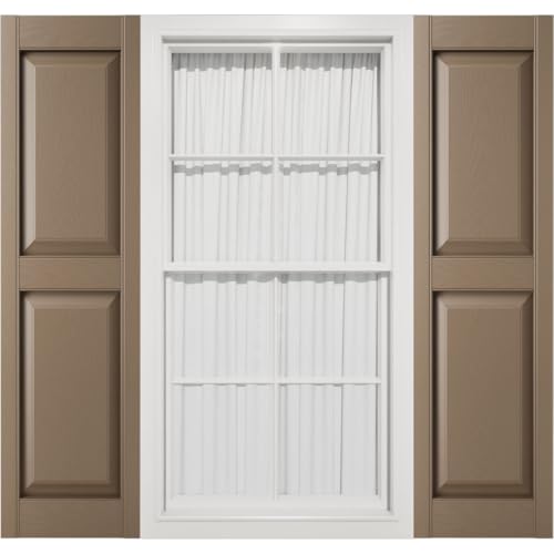 14 3/4"W x 47"H Mid-America Vinyl, Standard Size Williamsburg Double Panel Shutters, w/Installation Shutter-Lok's & Matching Screws (Per Pair), 385 - French Roast