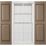 14 3/4"W x 47"H Mid-America Vinyl, Standard Size Williamsburg Double Panel Shutters, w/Installation Shutter-Lok's & Matching Screws (Per Pair), 385 - French Roast