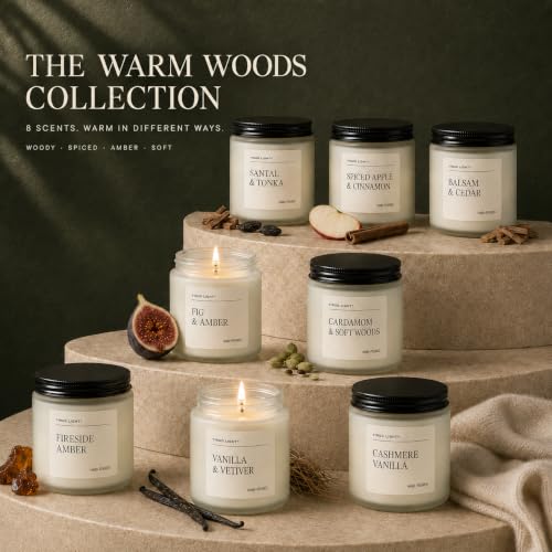 Scented Candles Gift Set, 8 Pack Warm Woods Soy Wax Candles, 3.5 oz Each