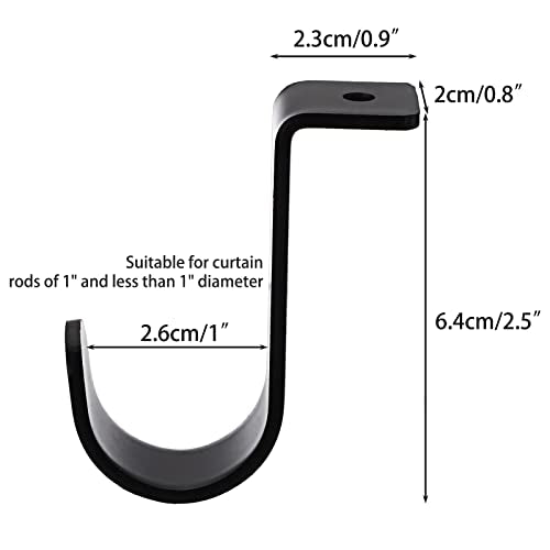 Sumnacon 3Pcs Ceiling Mount Curtain Rod Brackets,Metal Single Ceiling Curtain Rod Holder for 5/8-1 Inch Rod,Sturdy Curtain Rod Hooks for Living Room Bedroom Drapery Rod, Black