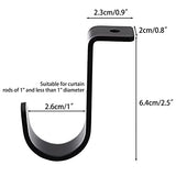Sumnacon 3Pcs Ceiling Mount Curtain Rod Brackets,Metal Single Ceiling Curtain Rod Holder for 5/8-1 Inch Rod,Sturdy Curtain Rod Hooks for Living Room Bedroom Drapery Rod, Black