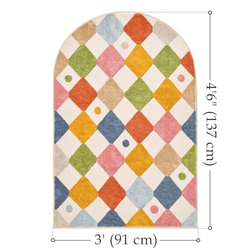 jinchan 3x5 Washable Kids Rug Colorful Nursery Study Corner Arch Chair Mat