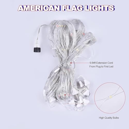 Texas Flag Net Lights Outdoor 3.3x6.6 FT - 384 LED Patriotic American Flag Decor with 8 Modes, Waterproof for 4th of July, Christmas, Yard, Porch, Parties