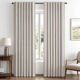 MIULEE 100% Blackout Linen Curtains for Bedroom, Ivory Solid Luxury Decor Thermal Insulation Room Darkening Drapes for Living Room Back Tab Rod Pocket 42 x 84 Inches, 2 Panels