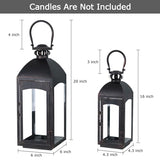 NEEDOMO Lanterns Decorative Indoor&Outdoor, 20''/16''H Set of 2 Outdoor Lanterns for Porch,Metal Frame Candle Holders Hanging Lights with Glass, Spring, Fall, Christmas