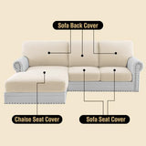 H.VERSAILTEX Super Stretch Individual Jacquard Couch Cushion Covers Furniture Protector Spandex Anti-Slip Soft Thickened Slipcovers Easy Install, (1 PC, Large Sofa Seat Couch Cover, Ivory)