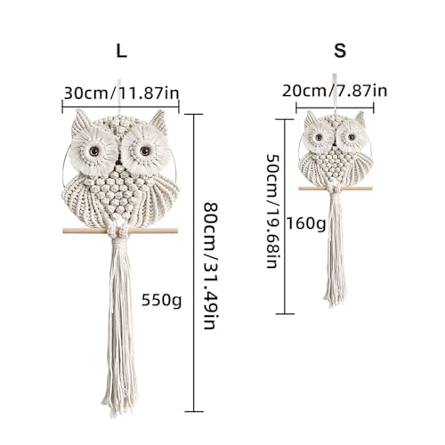 Achart Owl Macrame Wall Hanging-Hand Woven Boho Tapestry-Macrame Wall Decor -Owl Decor for Bedroom, Living Room, Nursery (Beige-Small)