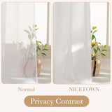 NICETOWN Non See Through White Privacy Sheer Curtains 84 inches Long 2 Panels Set, Fish Bone Pattern Farmhouse Semi Light Filtering Window Drapes for Bedroom, Living Room, 52 inches Wide