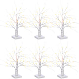 Macarrie 6 Pcs Birch Tree with LED Lights Christmas Wedding Decorations Tabletop Lighted White Mini Artificial Branches Battery Powered or USB Twinkling Table Centerpiece Indoor Gift (18 Inch)