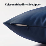 Amazon Basics 4-Piece Outdoor Decorative Throw Pillow Covers, Water Resistant All-Weather Pillow Protectors for The Garden, Patio, Balcony, Couch and Sofa, 18 x 18 Inches, Navy Blue