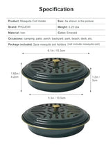 Mosquito Coil Holder, 2 Pack Metal Mosquito Repellent Coil Holder with Lid Emerald Portable Incense Coil Burner for Outdoor Camping Patio Party (Emerald)