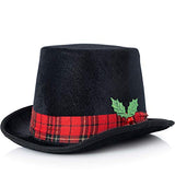 Ornativity Snowman Hat Tree Topper - Snow Man Top Hat Christmas Tree Top Decorations Costume Dress Up with Plaid Red Ribbon and Mistletoe Holly and Berry Xmas Holiday Decor