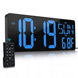 CYMHCHL 17.2" Large Digital Wall Clock Large Display with Remote Control | Timer with Temperature Date Week Auto DST Adjustable Brightness, for Living Room Classroom Garage Gym Gift for Senior Mom Dad
