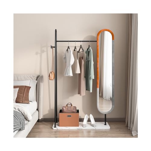 Standing Mirrors Coat Rack and Dressing Mirror Integrated Bedroom and Living Room Floor-Standing Rotating Full-Length Mirror Coat and Hat Rack Dressing Mirror(Black,80cm)