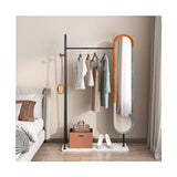Standing Mirrors Coat Rack and Dressing Mirror Integrated Bedroom and Living Room Floor-Standing Rotating Full-Length Mirror Coat and Hat Rack Dressing Mirror(Black,80cm)