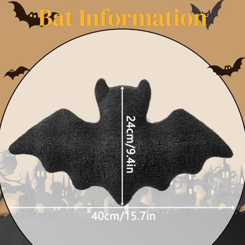 2 Pcs Halloween Bats Throw Pillow Furry Bat Plush Pillows Cute Bats Halloween Decor Stuffed Bat Lumbar Pillow for Halloween Decorative Home Sofa Bed Cushion