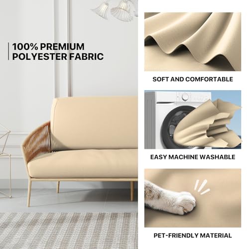 Twin Futon Cover, Armless Stretch Futon Slipcover Armless Sofa Cover Furniture Protector, Washable Zippered Futon Couch Cover for Adults Kids and Pets, Jackknife Rv Sofa Covers, Ivory