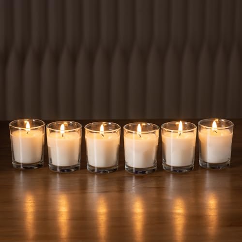 Housecret 24 Pack Warm White Unscented Clear Glass Filled Votive Candles